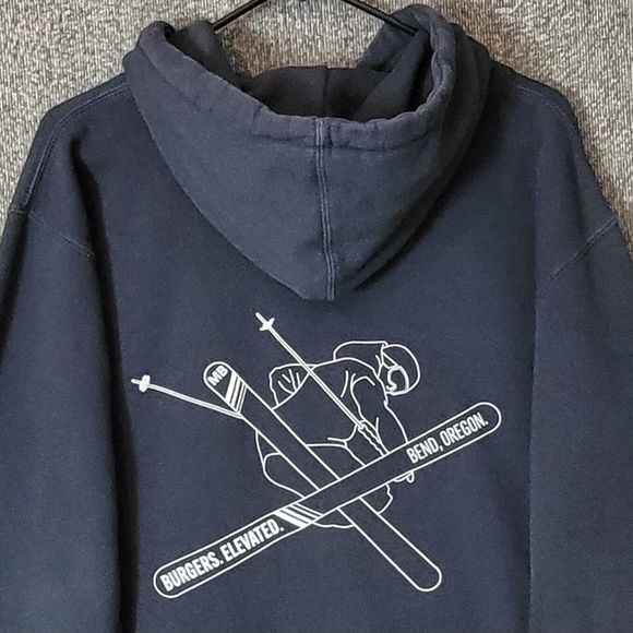 Mountain Burger Bend Oregon Hoodie Mens Medium Black Burgers Elevated - Picture 2 of 11